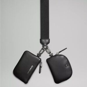 Lululemon Dual Pouch Wristlet Black Cactus Leather